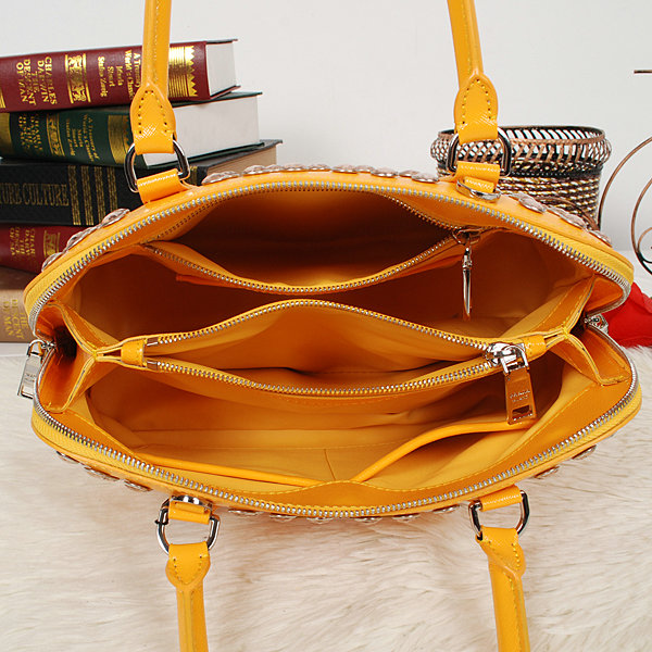 2014 Prada Saffiano Leather Spring Hinge Two-Handle Bag BL0837 yellow - Click Image to Close